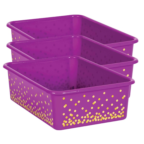 Teacher Created Resources Storage Bin, Plastic, Purple/Gold, 3 PK TCR20899 - main